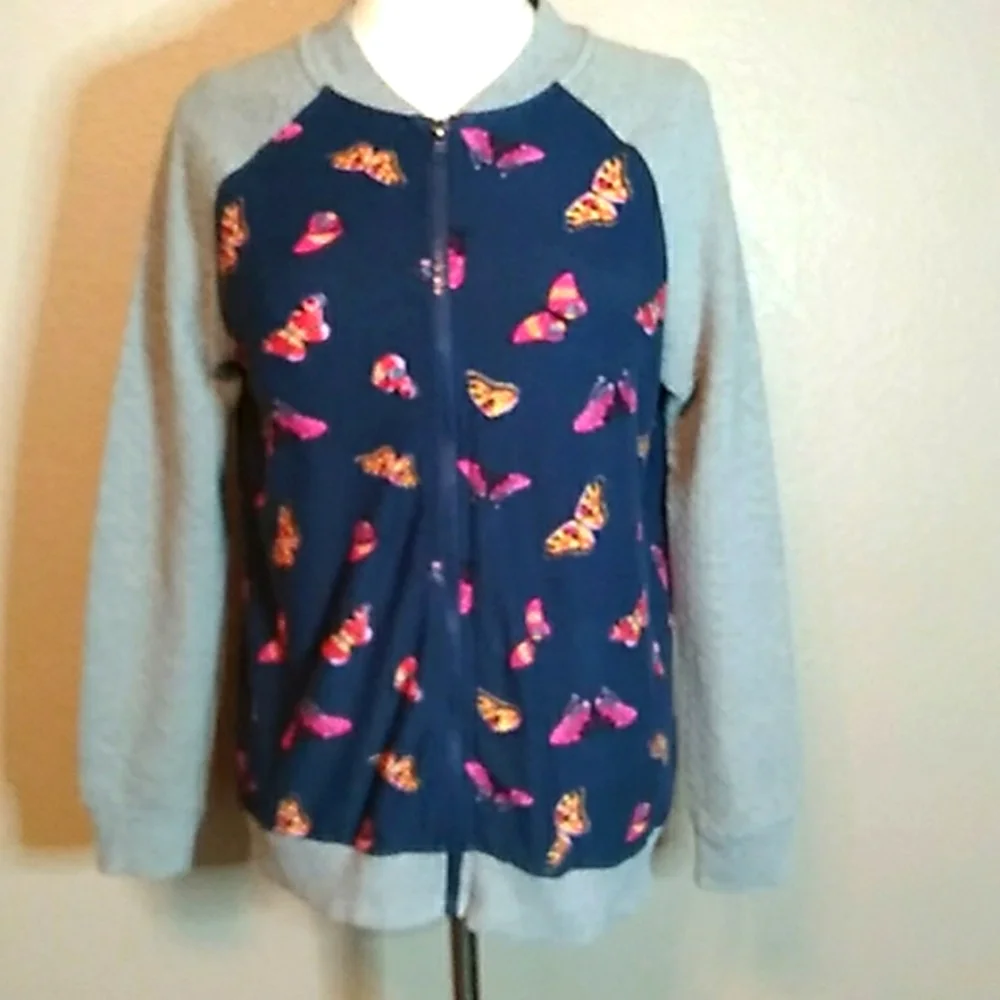 Wonder Nation Girls XL Butterfly Zipper Sweater - Picture 1 of 13